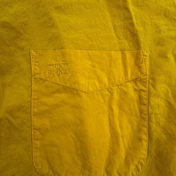 Think Pink Yellow Long Sleeve Button Up Shirt Medium Cotton W/ Logo Yosemite CA - Picture 11 of 14